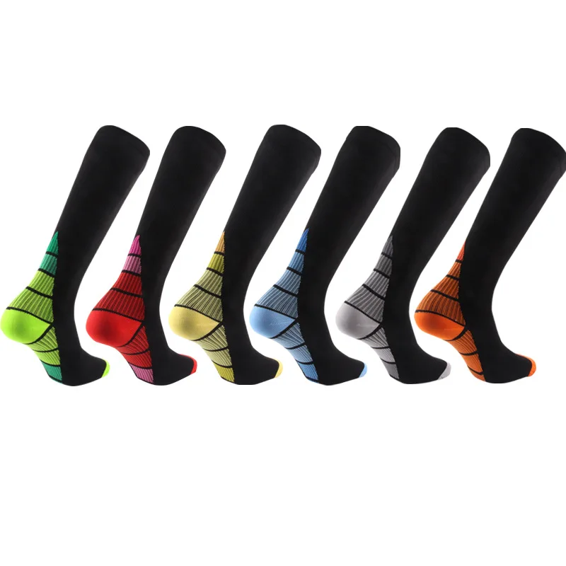 

Hot Selling Compression Sport Socks Men Gradient Color Knee High Socks Running Pressure Socks, 6 color/custom