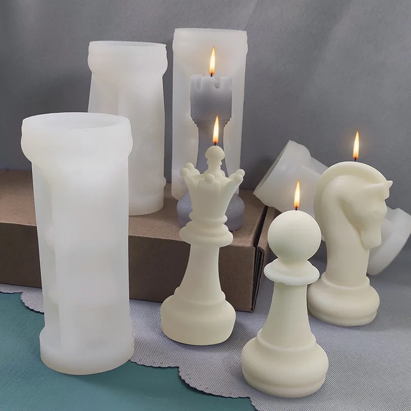 

Custom DIY Cheap Soy Wax Decorative Candles Mold Wholesale Handmade International Chess Scented Candle Making Molds Silicone