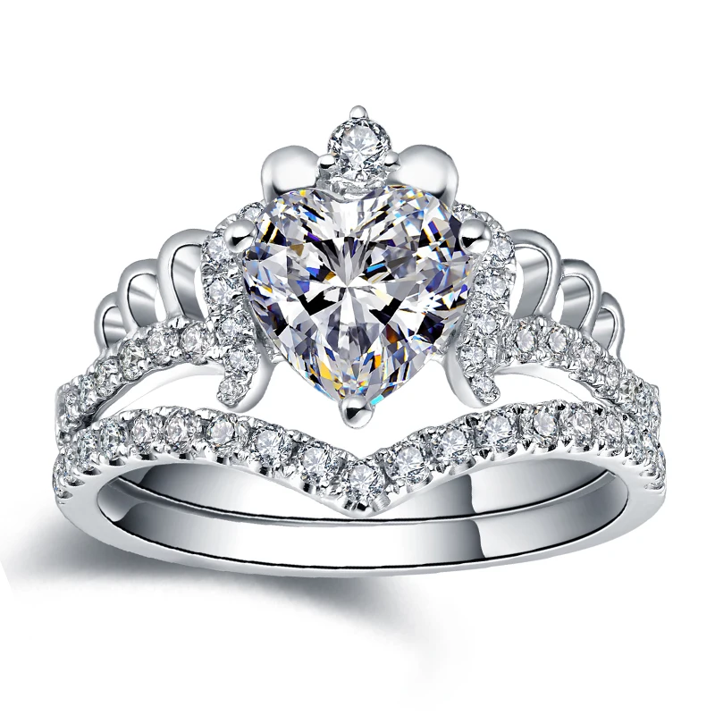 

18K Pure 4.5g 14K White Gold Moissanite Finger Ring Solid Wedding Band Heart Cut Moissanite Ring, White gold, rose color gold, yellow gold