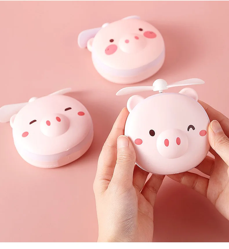 

Portable rechargeable makeup Led light mini fill light small fan beauty makeup pink pig makeup mirror, Colors