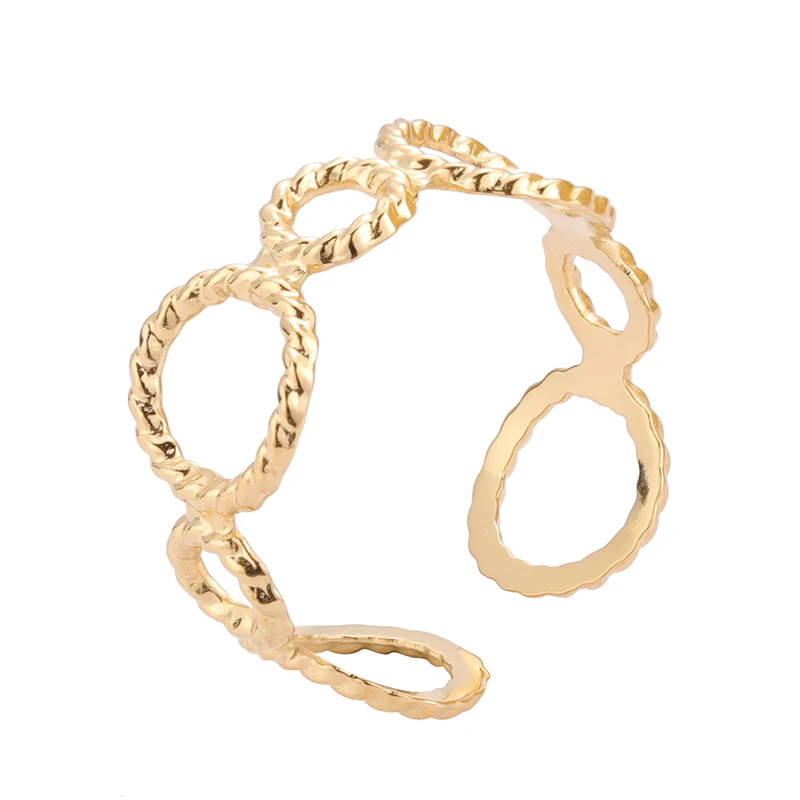 

JR0064 Amazon hot sale stainless steel gold eight shaped twist rings Free Sample