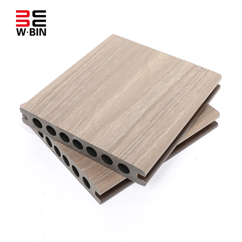 

2023 Hot Selling PE Film Wood Plastic Composite Co-extrusion Round Hole Outdoor Floor for Exterior Decoration