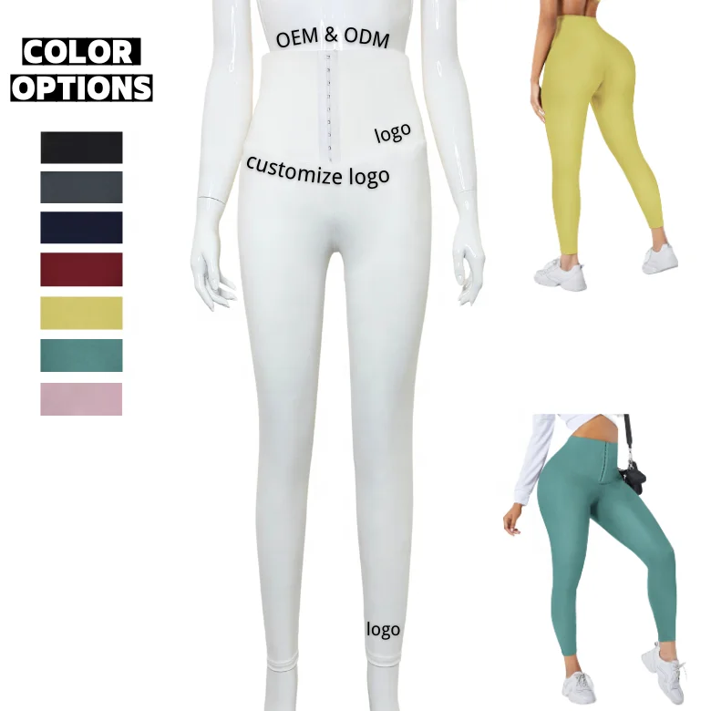 

2 In 1 Waist Trimmer Belt Compression Elastic High Waist Butt Lifter Hip Women Yoga waist trainer White Leggings Custom Logo