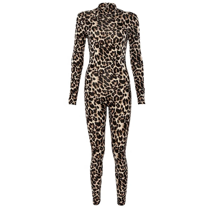

Woman Sports Leopard Jumpsuit One-pieces Yoga Wear Tight Fit Yoga Bodysuit, As picture