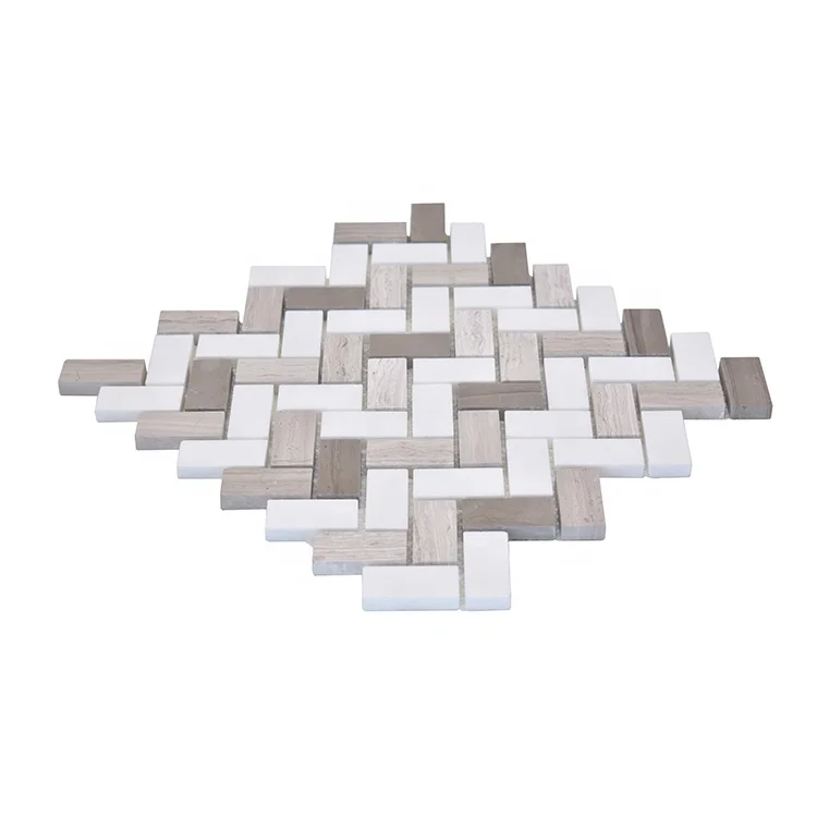 Moonight New Design Fantasy Athens Grey Wooden Grey Thassos Herringbone Mosaic Tile For Bathroom