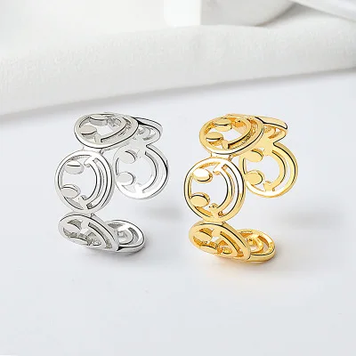 

New Korean designer rings stainless steel ring adjustable smiley face rings jewelry women, Picture shows