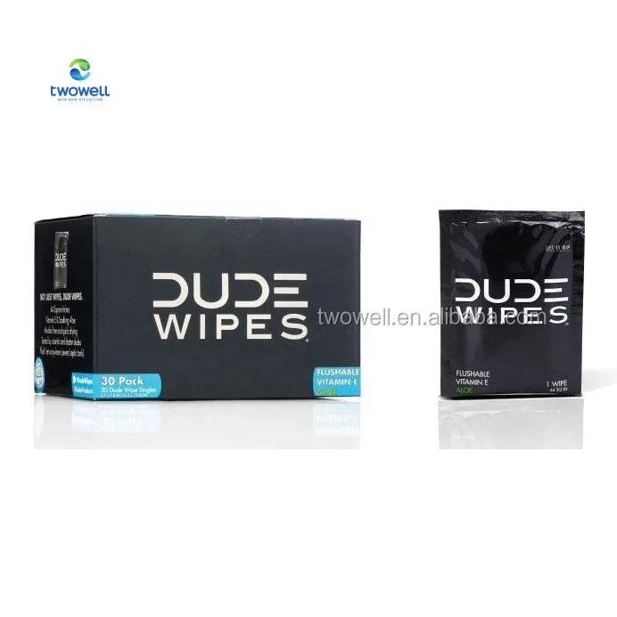 

flushable vitamine E dude wipes 30pcs in box for body cleaning