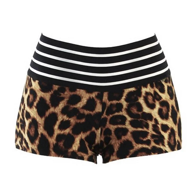Women Yoga Shorts High Waist Stretch Bodycon Short Leopard Print Slim