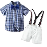 

Formal Party Baby Boy Clothing Sets Boutique Kids Clothes Overalls and Shirt with Bow Tie