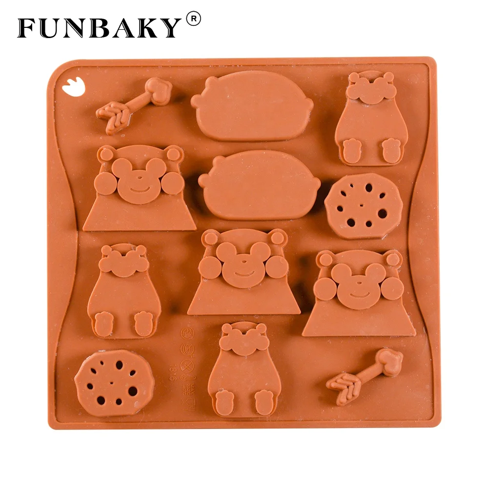 

FUNBAKY JSC1816 Valentine ' s Day candy making tools animal heart new design shape chocolate molds silicone DIY handmade tools, Customized color