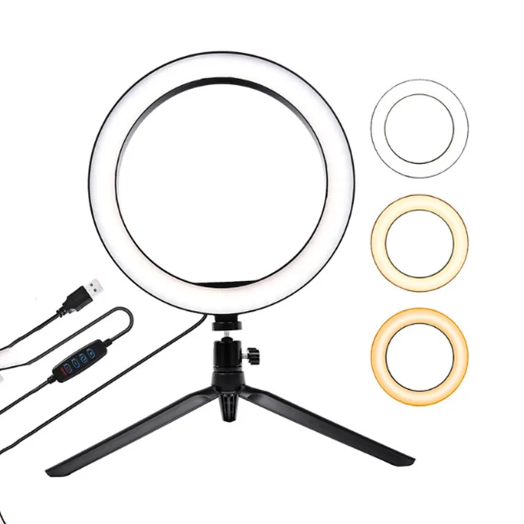 

MASSA 2020 Amazon Hot Sale 3 light Modes 6 inch 10 inch Selfie Led Ring Light For Vlog, White