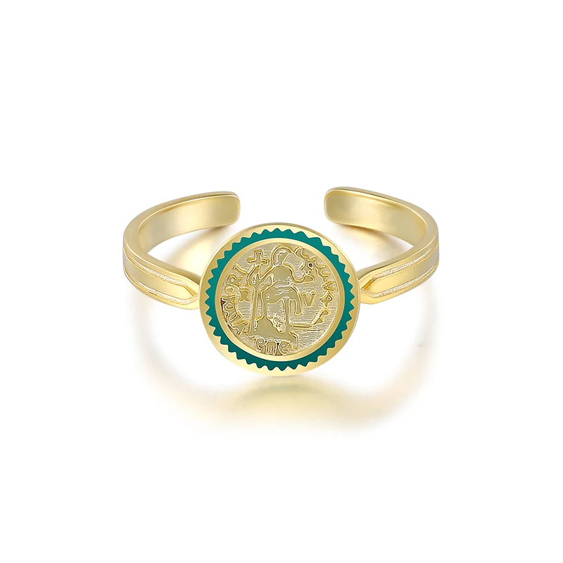 

Retro solid octagonal star gold plated 925 Sterling Silver open finger ring women