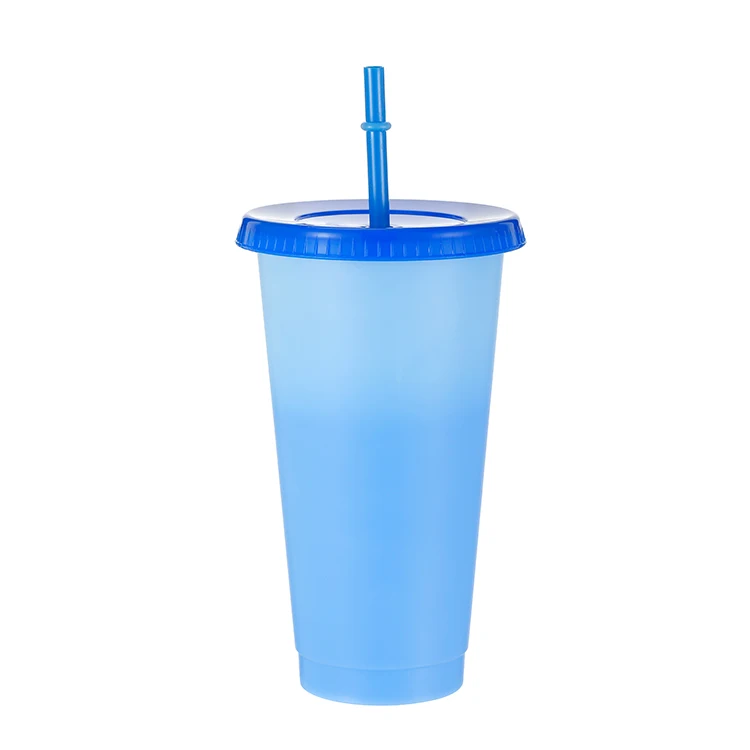 

Gradient 24oz Tumbler With Lid and Straw Temperature Change Color Juice Plastic Bottle, Customized color
