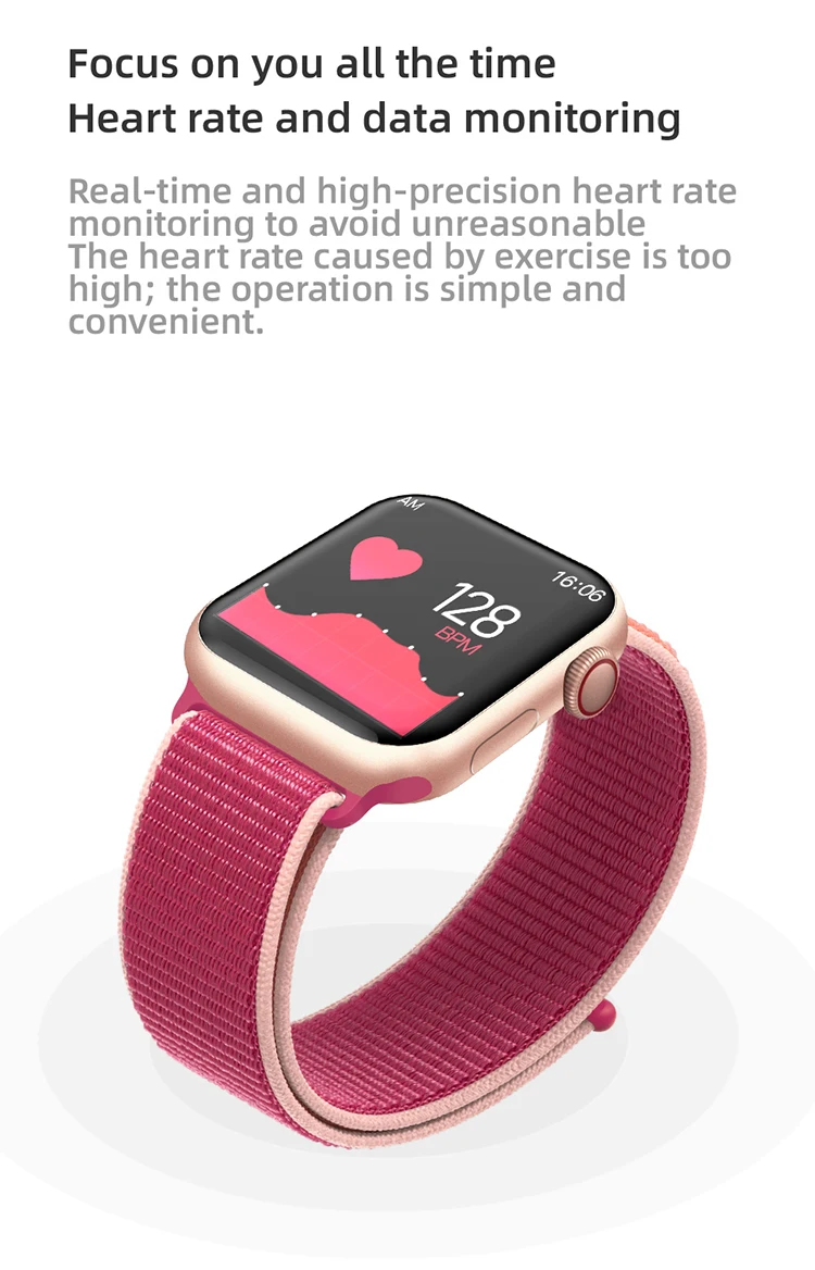 Amazon new hot sale Anti-lost Sport thin smart watch I6 iwo series Smart watch Band Fitness tracker Heart Rate Monitor T100