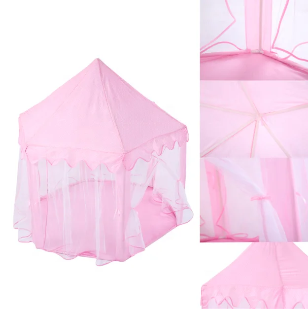 
Castillos de princesa Portable Pop Up Fiberglass Princess Castle Tent, Pink kids girl play house, Pink Folding House Shape Tent 