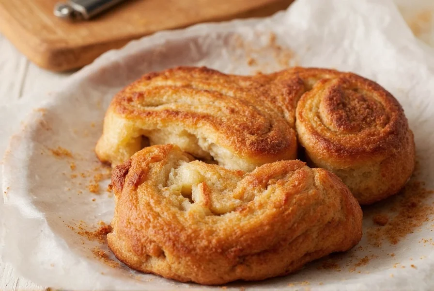Professional baker demonstrating proper technique for rolling cinnamon swirl dough without tearing