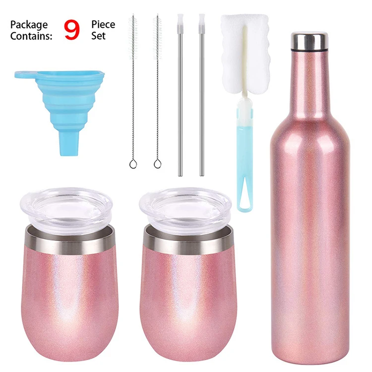 

Ready To Ship Customized Gift Box Stainless Steel Wine Tumbler Double Walled and Vacuum Insulated Wine Bottles, Customized color