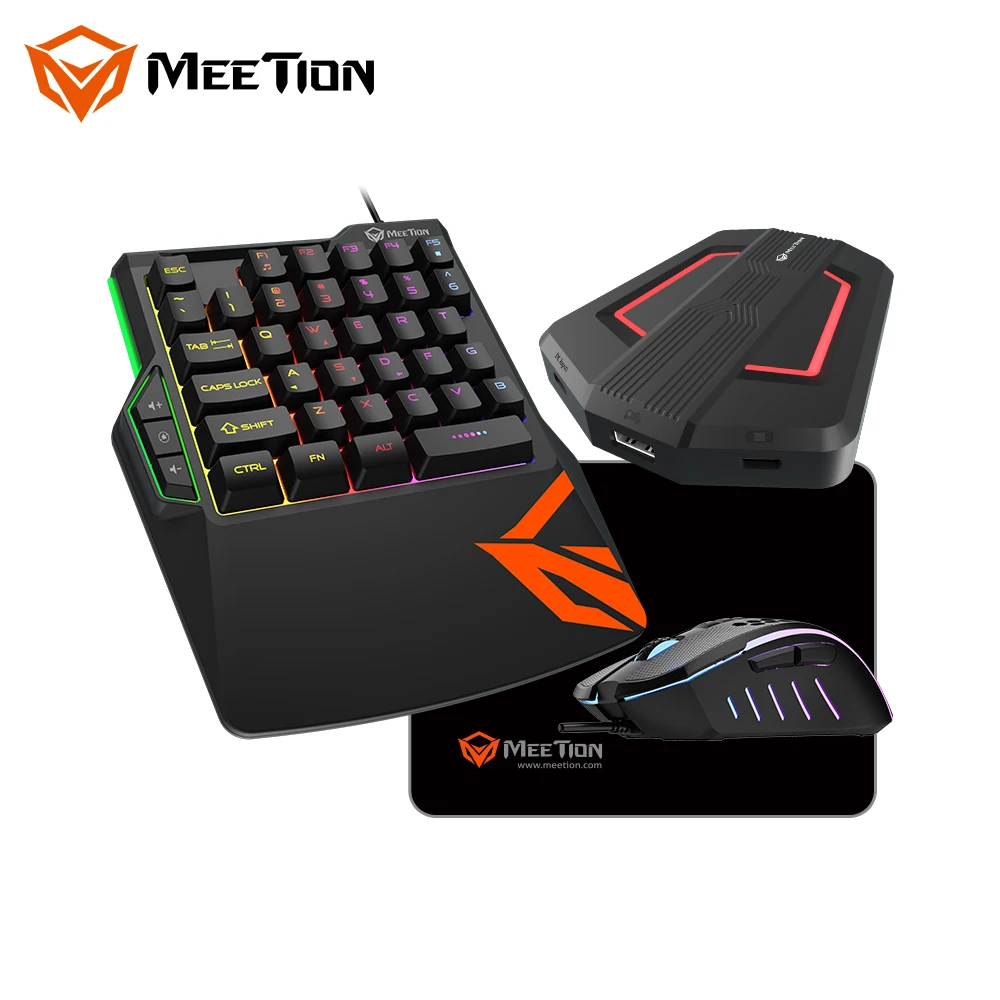 

MeeTion CO015 Cheap UK Layout Wired Gamer Controller Converter Adapter Backlit One Handed Gaming Keyboard and Mouse Combo, Black