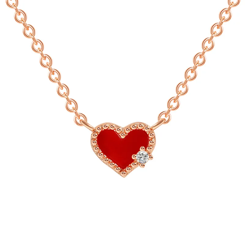 

INS Choker Necklace 18K Rose Gold Copper Onyx Heart Pendant Women Necklace Valentine's Day present, Picture shows