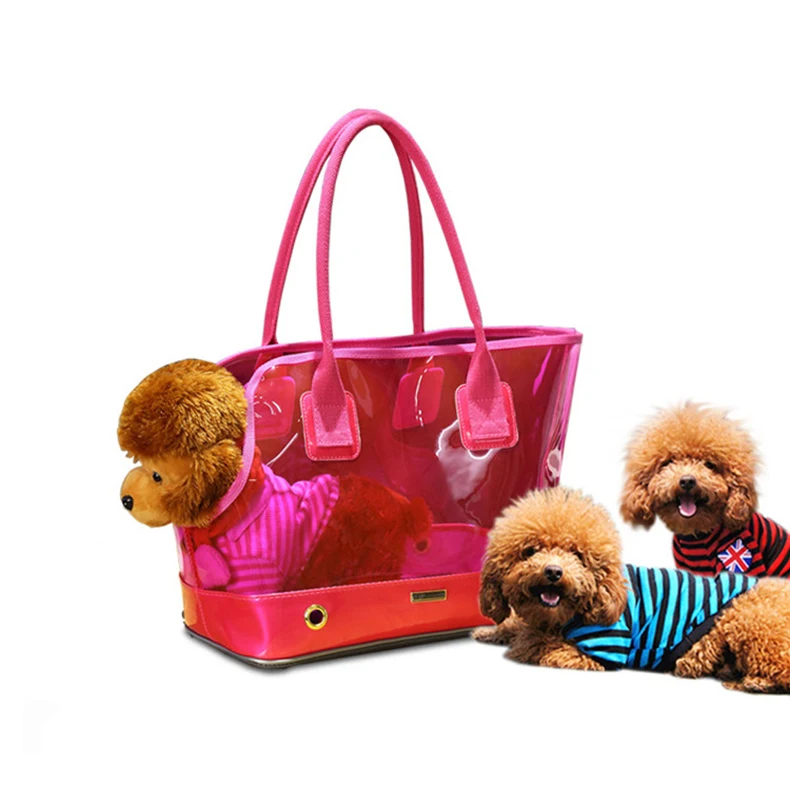

fashion small pet carrier dog purse pack travel carry handbag pet cats tote bag pvc transparent portable pet hand bag cage