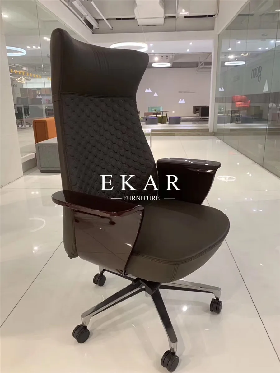 Swivel Arm Office Furniture Executive Office Chair Leather details