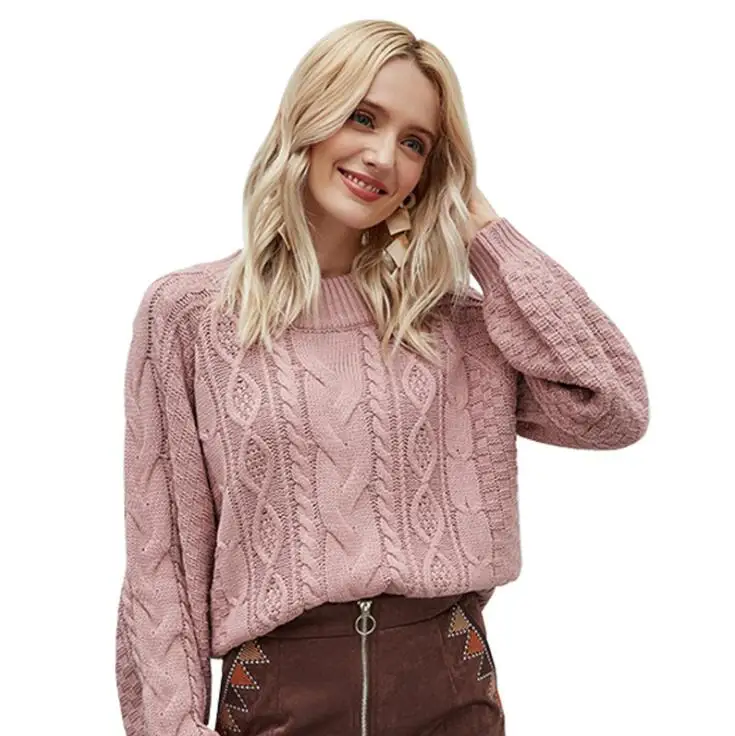 

Fashion casual sweater New autumn/Winter 2020 round neck pullover for women knitwear wraparound long-sleeved blouse
