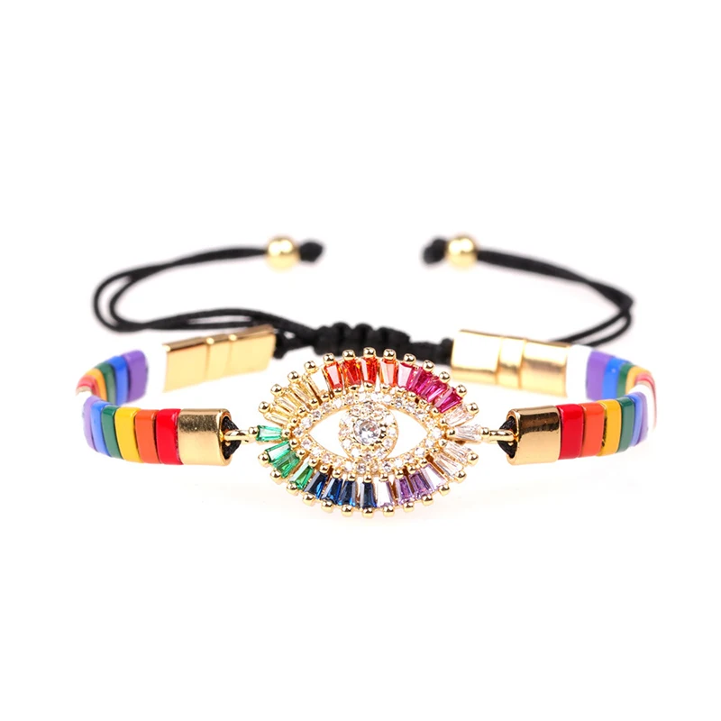 

2021 new paint contrast color woven stretch bracelet rainbow woven bracelet designer charms for diy bracelet