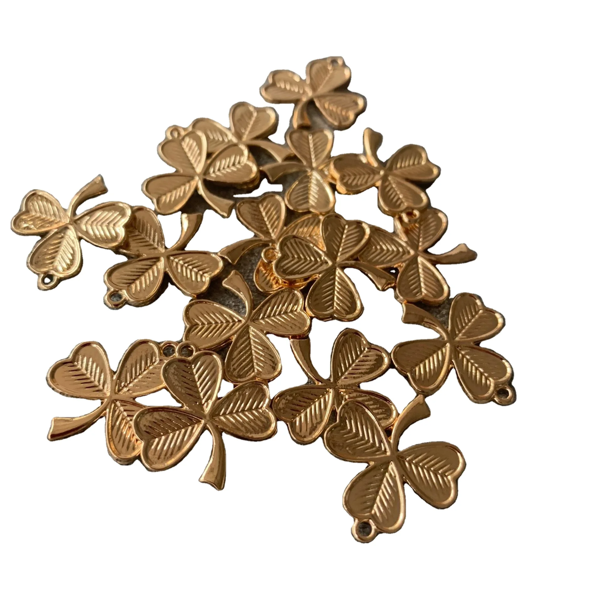 

various shiny golden metal alloy charms DIY metal clover flower charms for bracelets custom logo metal charms