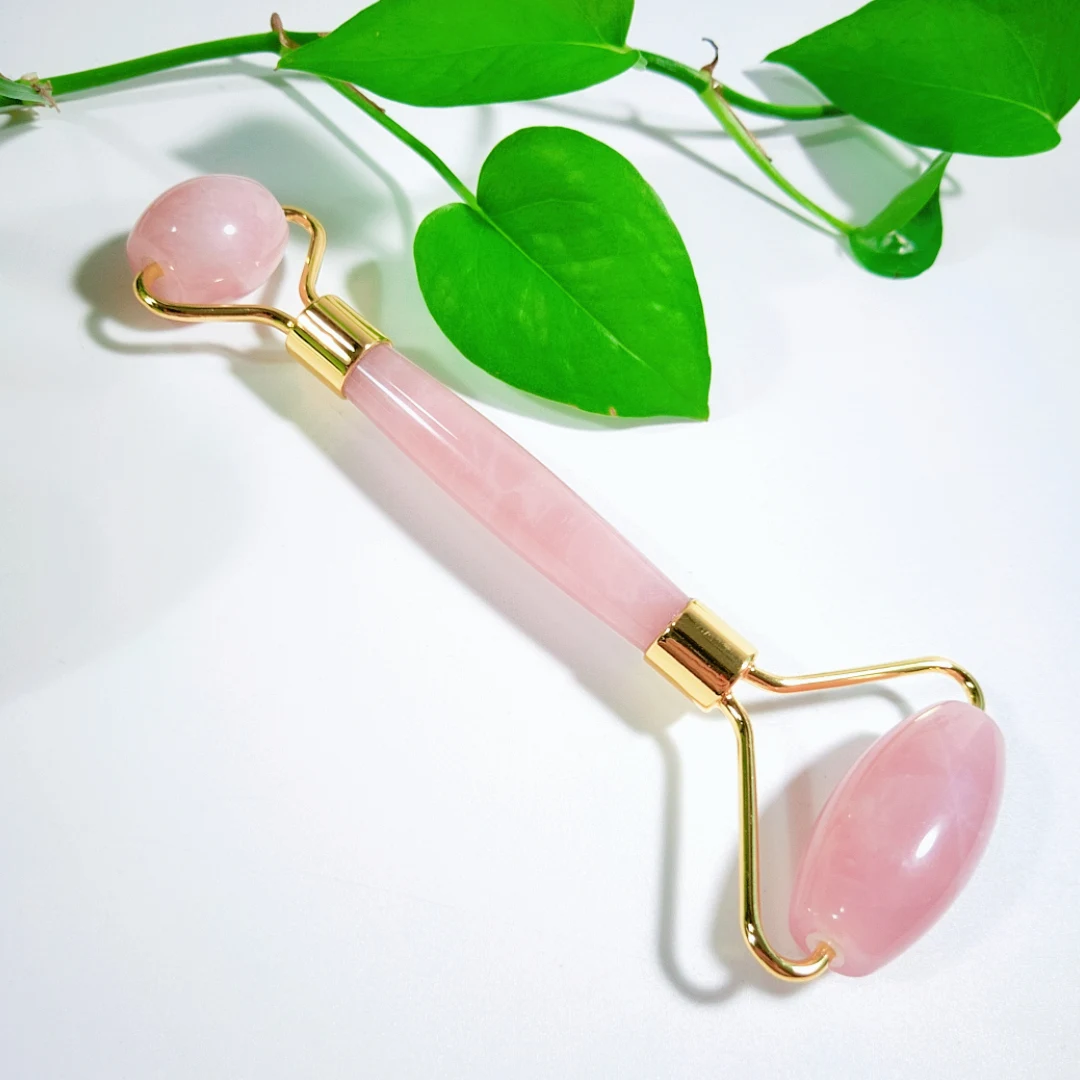 

Dual Sided Rose quartz Facial Beauty Roller - Promotes Circulation