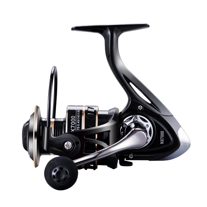 

Cheap price 14 BB 5.2:1 Strong force wheel metal line cup 7000 sea fishing reels spining, Black