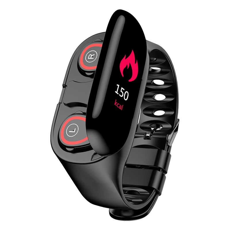 

M1 Smartwatch with earphones 2 in 1 Blue tooth Earbuds Waterproof Sport Blood Pressure Heart Rate monitor Pedometer Smart Watch