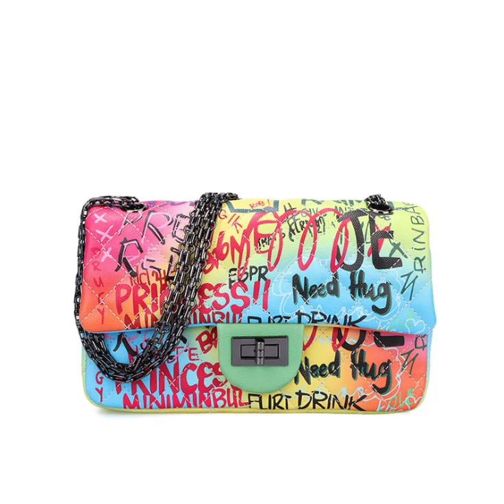

2021 fashion designer graffiti mini chain purse ladies shoulder crossbody small printed women's handbags bag, Popular colors