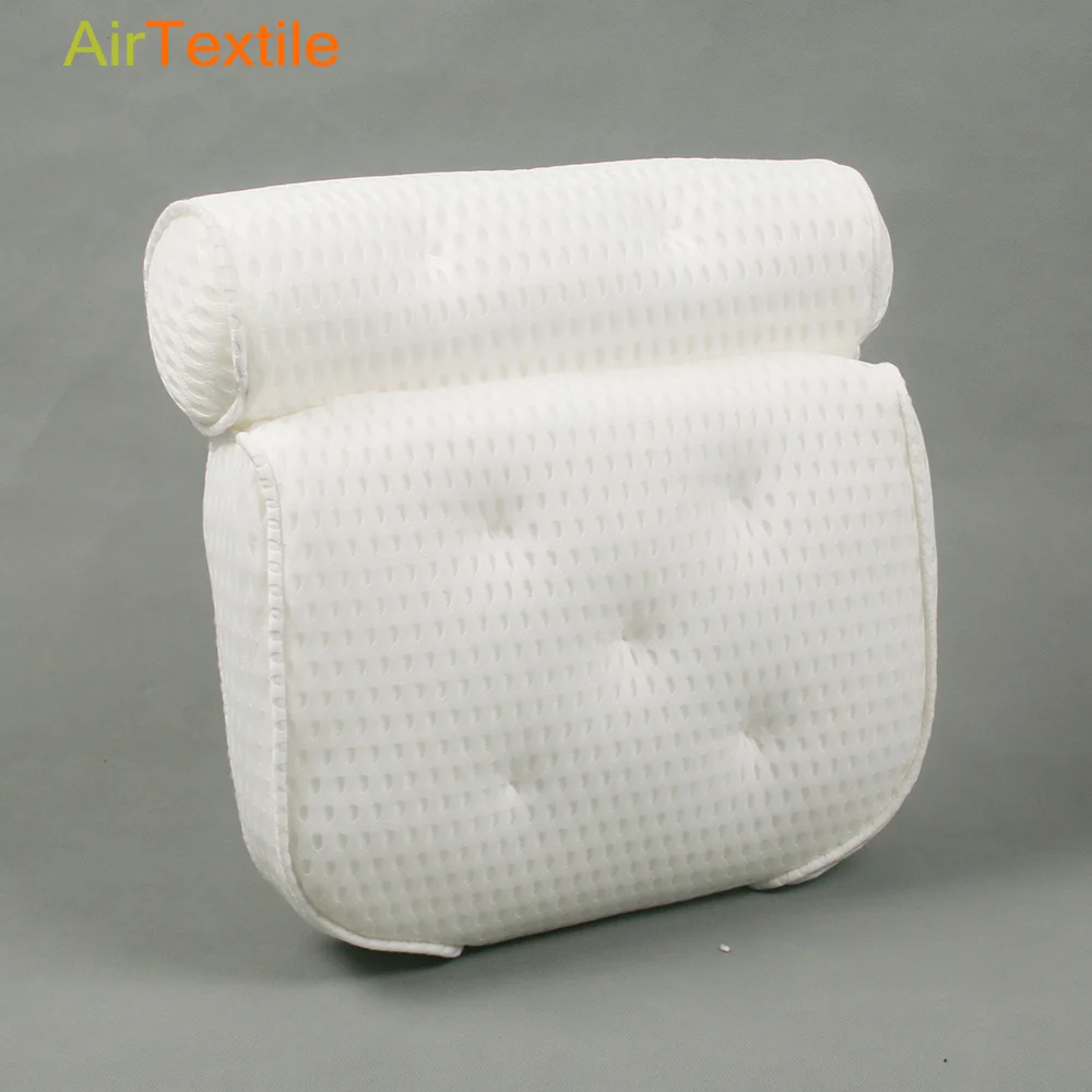

4D mesh spa bath tub pillow with 7 Extra Large Suction Cups - Non Slip, Machine Washable & Quick Dry Bath Pillows, White