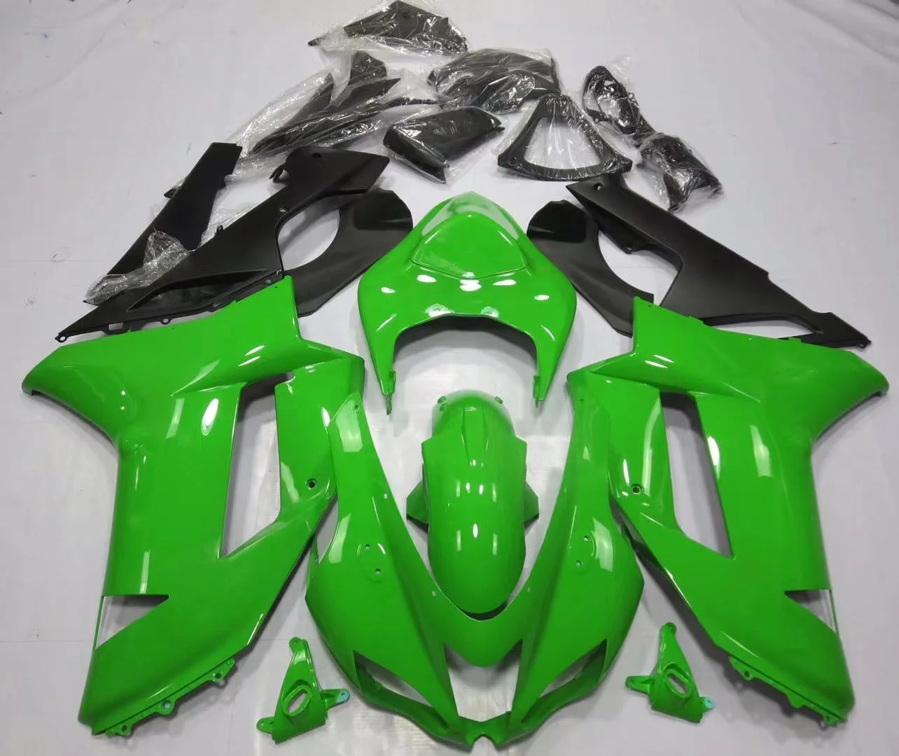 

2021 WHSC Cowlings For KAWASAKI 6R 2007-2008 ABS Plastic Fairing Kit Green, Pictures shown
