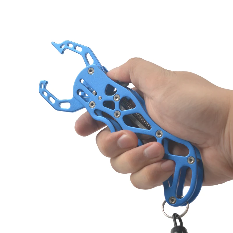 

Durable Light Weigh Fishing Device Aluminum Fish Lip Grip Stainless Steel Fish Grabber, Blue,red and black