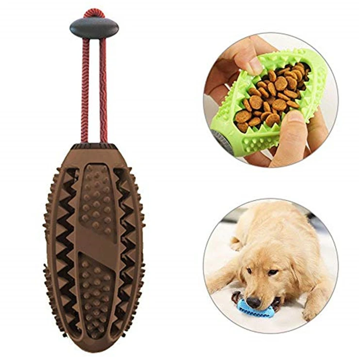 

Teeth Cleaning Chew Toys Ball Toothbrush with Rope Resistant Food Dispensing IQ Interactive Pet Small Medium Puppy Chew Toys