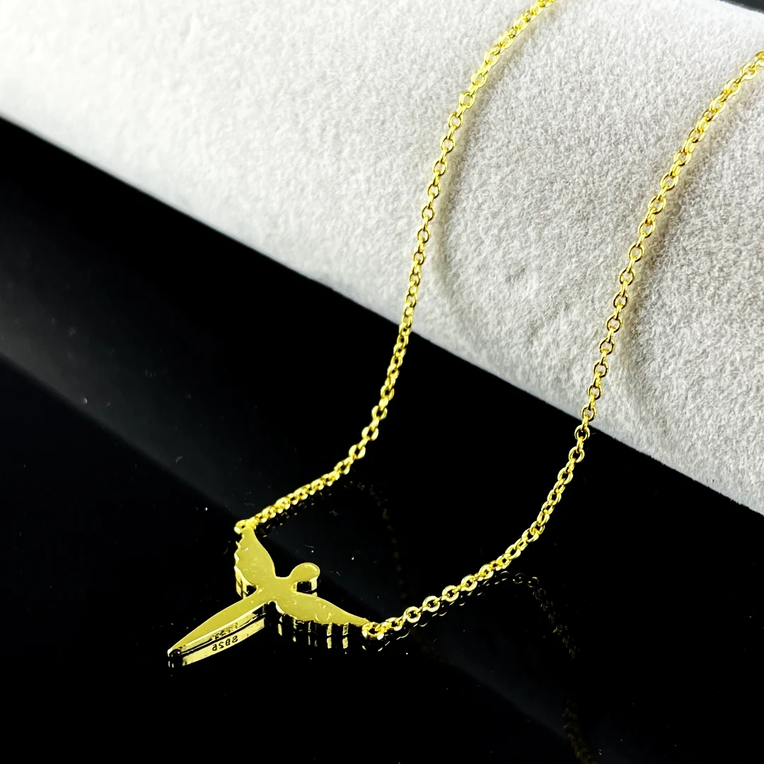 

Wholesale Fashion Jewelry Silver 925 Angel Necklaces 18K Gold Plated 925 Sterling Silver Angle Wings Pendant Necklace For Women