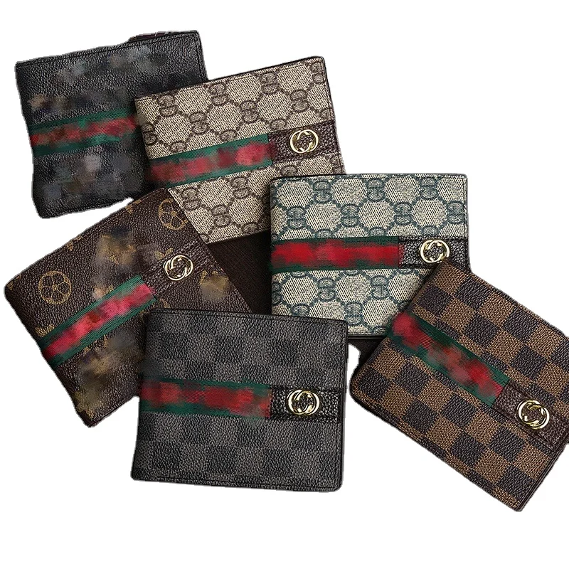 

Wholesale new design men's low price PU leather zipper bow mobile phone men's wallet, 6 colors