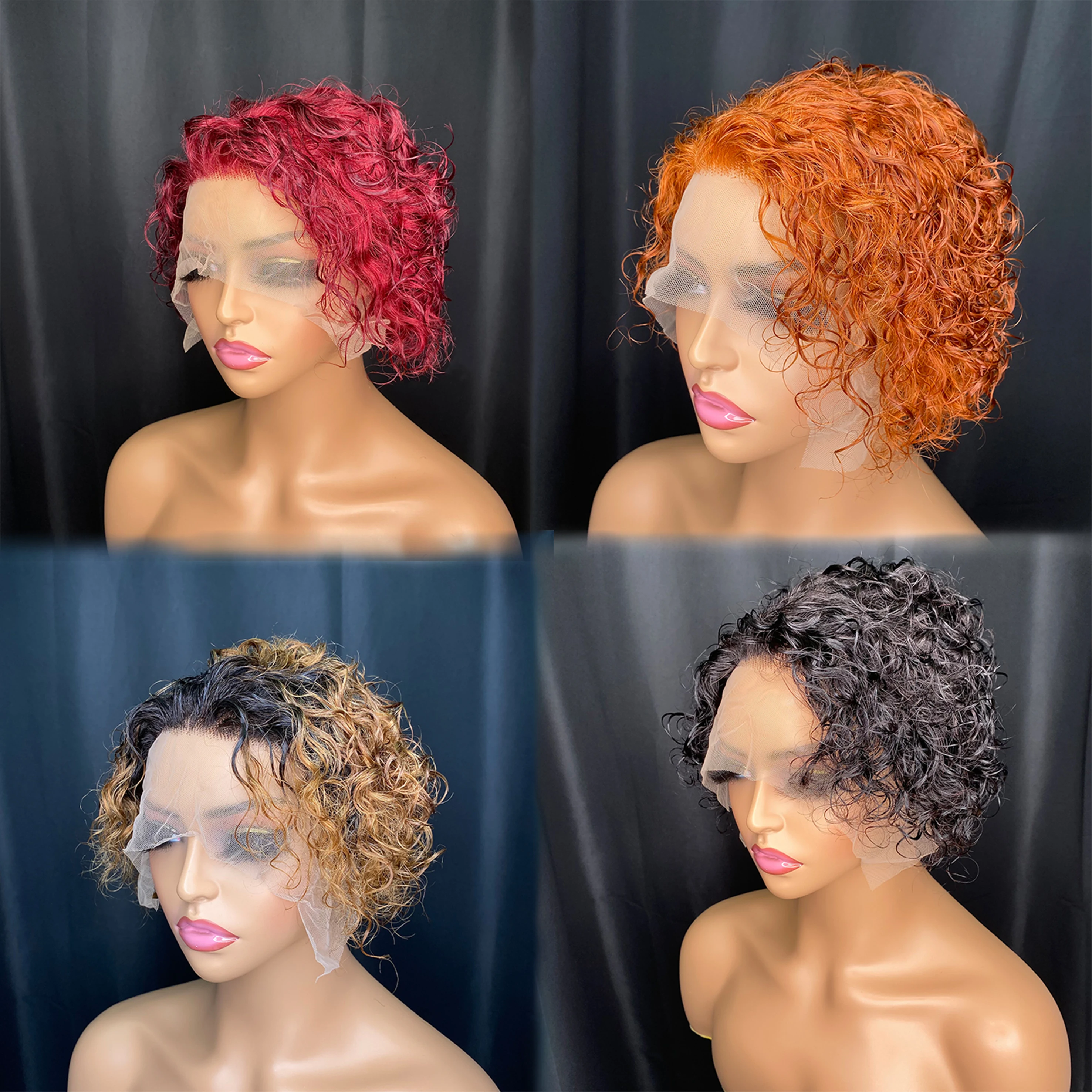 

Brazilian Indian Wholesale Vendor Unprocessed Virgin Raw Human Hair Remy Curly Short Pixie Cut Wig