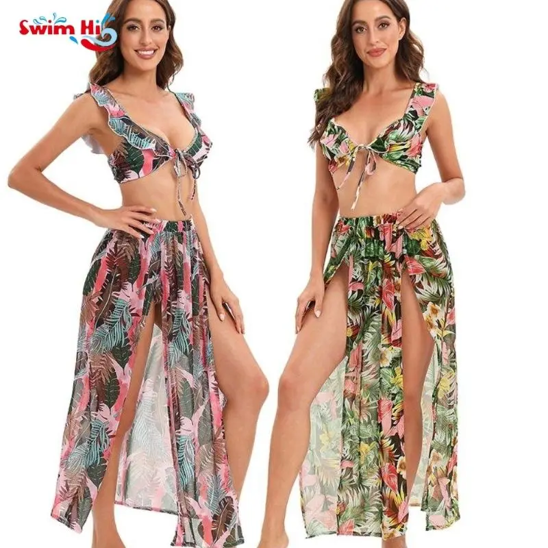 

fashion custom swimwear bathing suits beach swim cover up womens swimsuits 3 pieces set bikinis woman swimwear