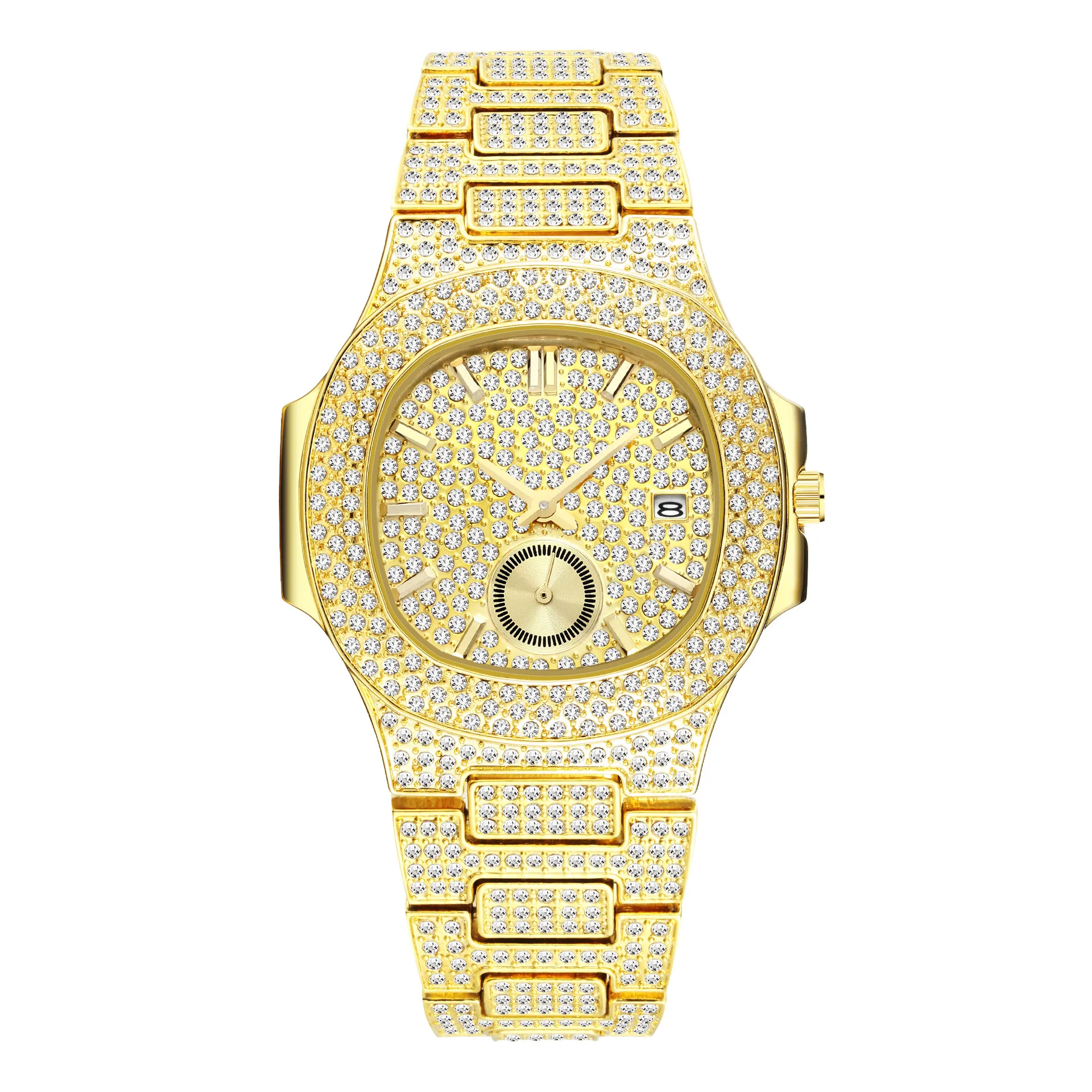 

Two Tone Color Watch Chronograph Waterproof Diamond Watch Men Luxury