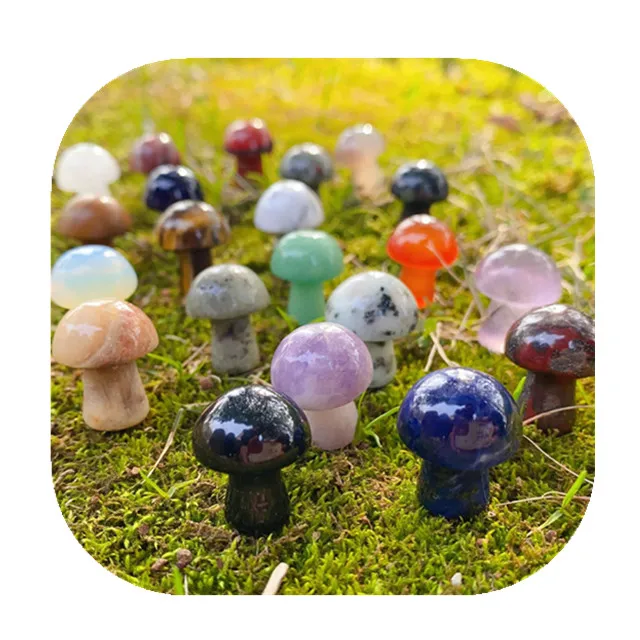 

Wholesale Chakra Gemstone Healing Energy Crystal Carved crystal mini mushroom for home decoration
