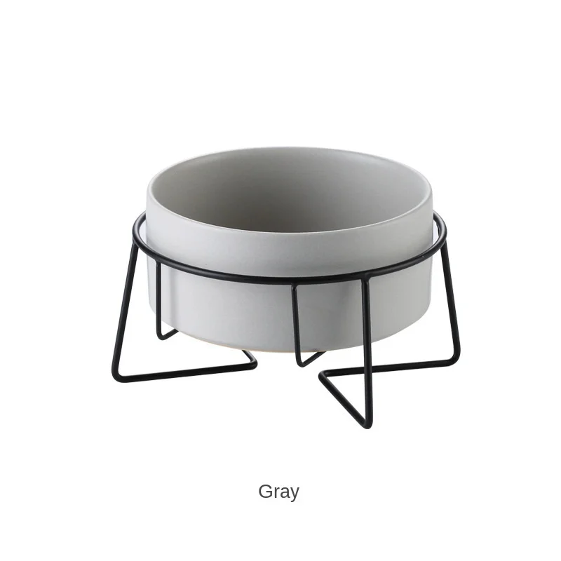 

Elevated Cat Dog Bowls with Steel bracket with Double Ceramic Bowls Raised Feeding pet bowl