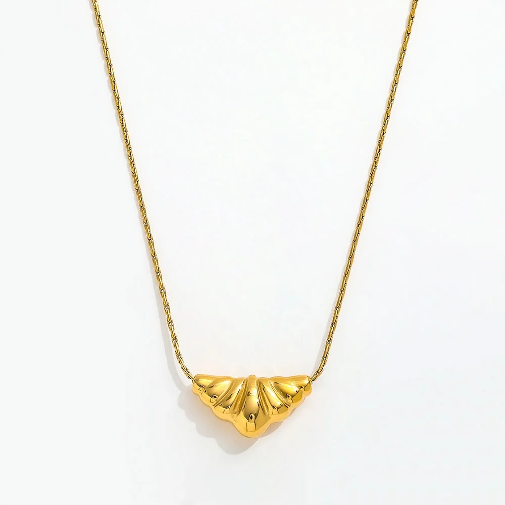 Joolim Jewelry 18K Gold Plated Triangle Croissant Pendant Necklace Dainty Chain Necklace Trendy Stainless Steel
