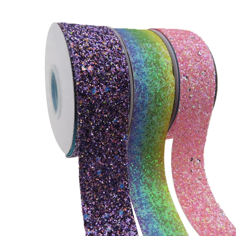 

New Arrival1.5 inch 38MM Shiny Vinyl Fabric Chunky Glitter Ribbon for Decoration Bows shoes DIY accept customized order, 196 colors