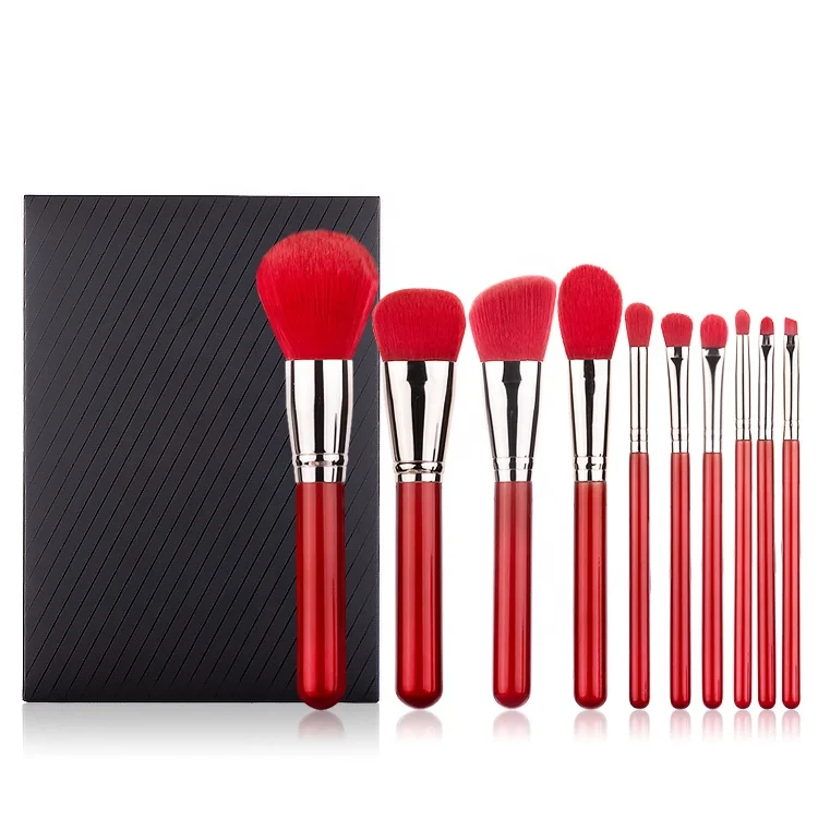 

2020 New Arrival Christmas Style 10pcs Professional Makeup Brushes Set Custom Logo Foundation Powder Blush Contour Make Up Brush