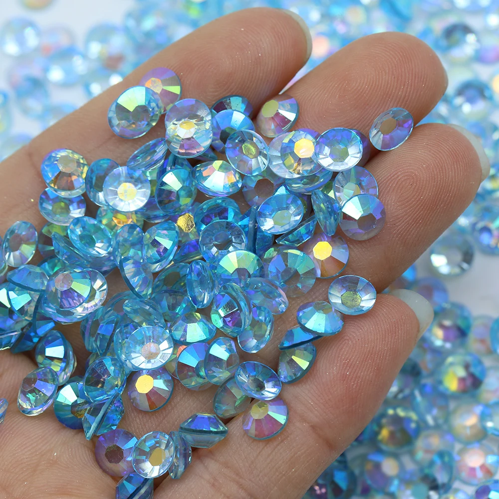 

XULIN New Color 2mm Transparent Bottom Jelly Lt.aqua AB Resin Rhinestone