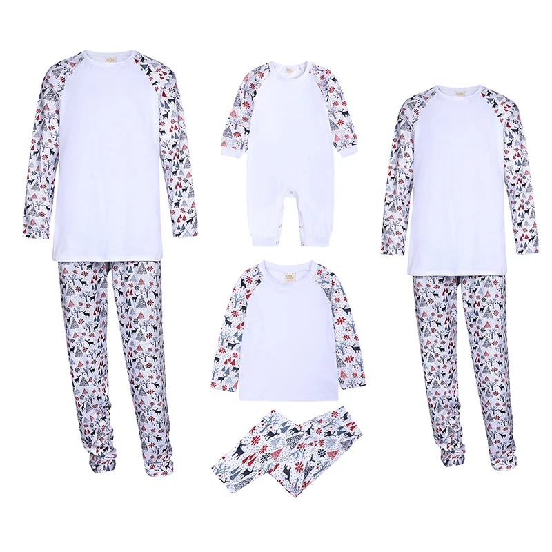 

Blank Customize Pyjamas Long Sleeve Family Matching Pajamas Set Polyester Christmas Pajamas, As picture