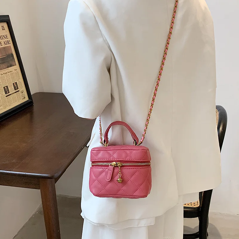

Mini Bag Fashion Hand-held Chain Shoulder Female Bag Rhombus Embroidery Thread Messenger Small Square