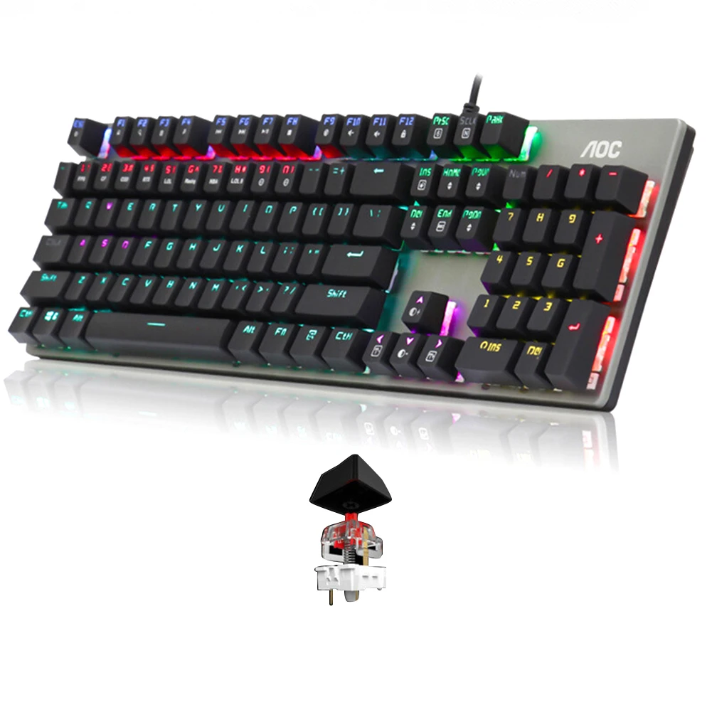 

GK410 104 Keys RGB Backlight Wired Keyboard Anti Ghosting Switch Computer Accessories Gaming Mechanical keyboard for home office, Black